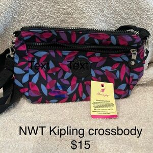 NWT Kipling Crossbody Mini Shoulder Bag Nylon Spicy Pink Multi